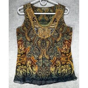 Womens One World Live And Let Live Size Small Tank Top Multi-Color Boho